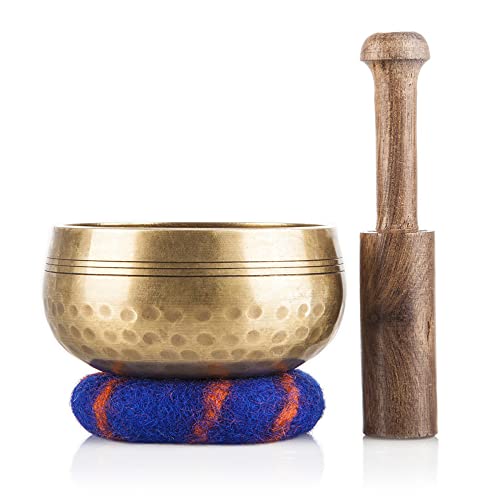 Ohm Store Tibetan Singing Bowl Set — Meditation Sound Bowl Handcrafted in Nepal for Yoga, Chakra Healing, Mindfulness, and Stress Relief — Unique Spiritual Gifts for Women and Men