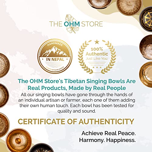 Ohm Store Tibetan Singing Bowl Set — Meditation Sound Bowl Handcrafted in Nepal for Yoga, Chakra Healing, Mindfulness, and Stress Relief — Unique Spiritual Gifts for Women and Men