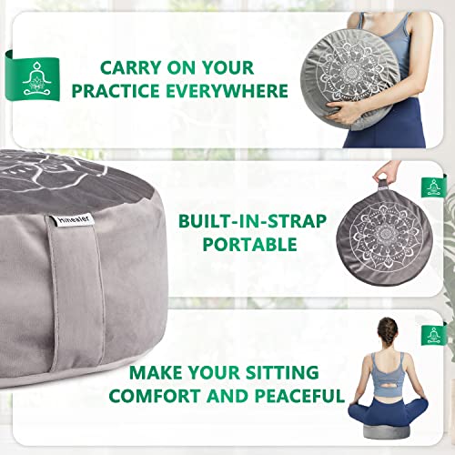 Hihealer Meditation Cushion - Large Velvet Zafu Floor Pillow for Adults and Women - Comfortable Yoga Pillow with Traditional Tibetan Buckwheat Filling for Meditation and Relaxation