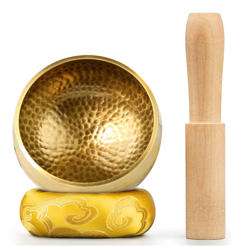 YouMedi Tibetan Singing Bowl Set - Meditation Sound Bowl Cushion with Wooden Striker for Yoga, Meditation & Relaxation, Mindfulness,Chakra Healing, Stress Relief, Self-Regulation (3 inch)