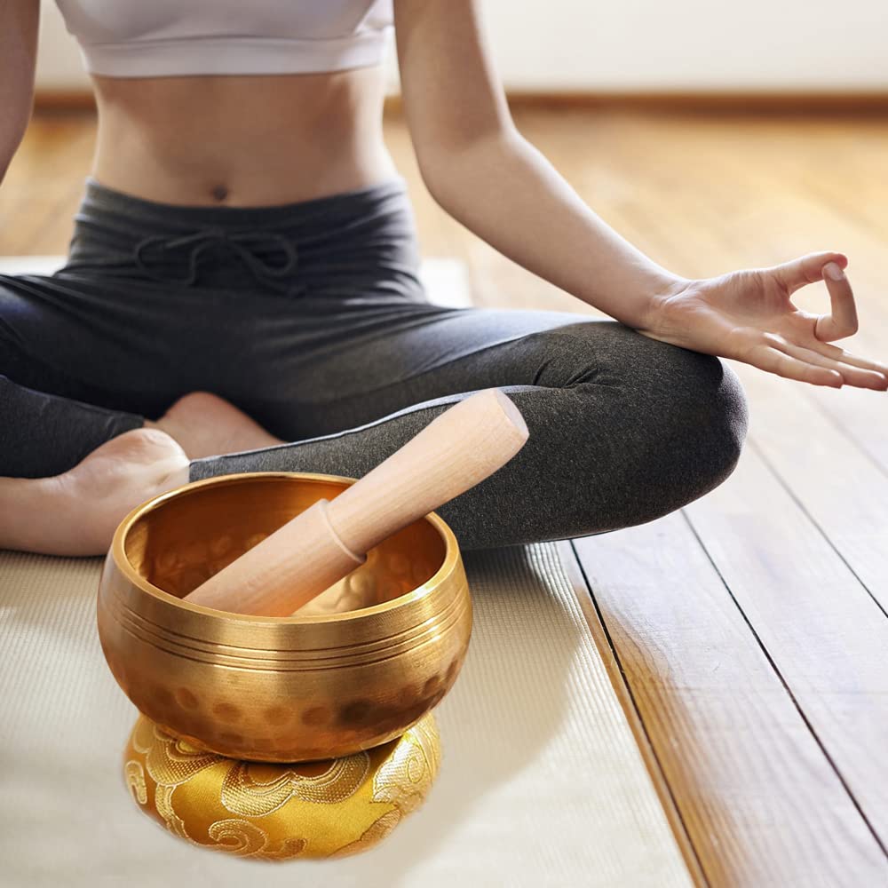 YouMedi Tibetan Singing Bowl Set - Meditation Sound Bowl Cushion with Wooden Striker for Yoga, Meditation & Relaxation, Mindfulness,Chakra Healing, Stress Relief, Self-Regulation (3 inch)