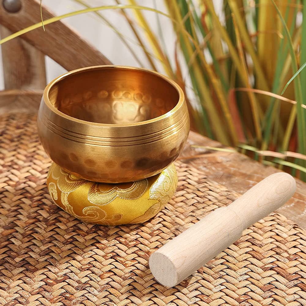 YouMedi Tibetan Singing Bowl Set - Meditation Sound Bowl Cushion with Wooden Striker for Yoga, Meditation & Relaxation, Mindfulness,Chakra Healing, Stress Relief, Self-Regulation (3 inch)